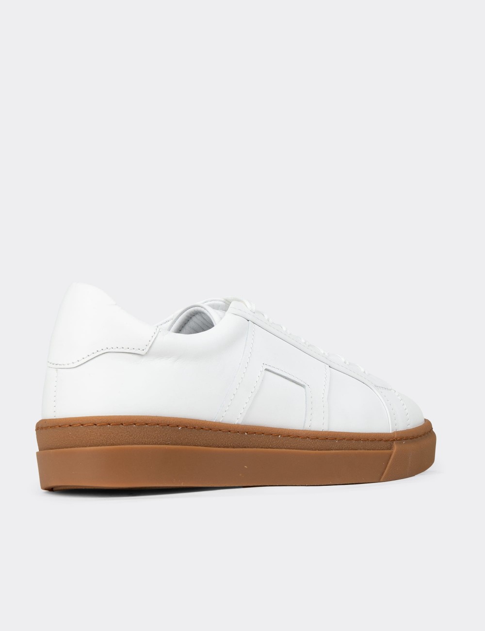 Men's White Leather Sneakers - 02002MBYZC03