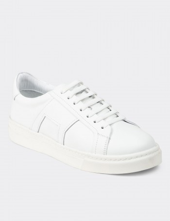 Men's White Leather Sneakers