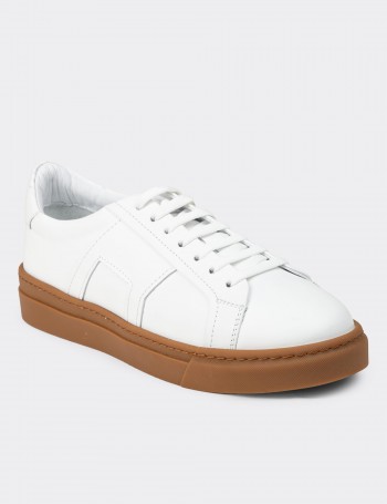 Men's White Leather Sneakers
