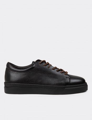 Men's Black Leather Sneakers