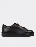 Men's Black Leather Sneakers