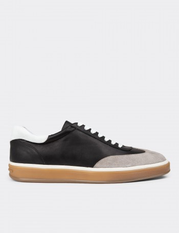 Men's Black Leather Sneakers