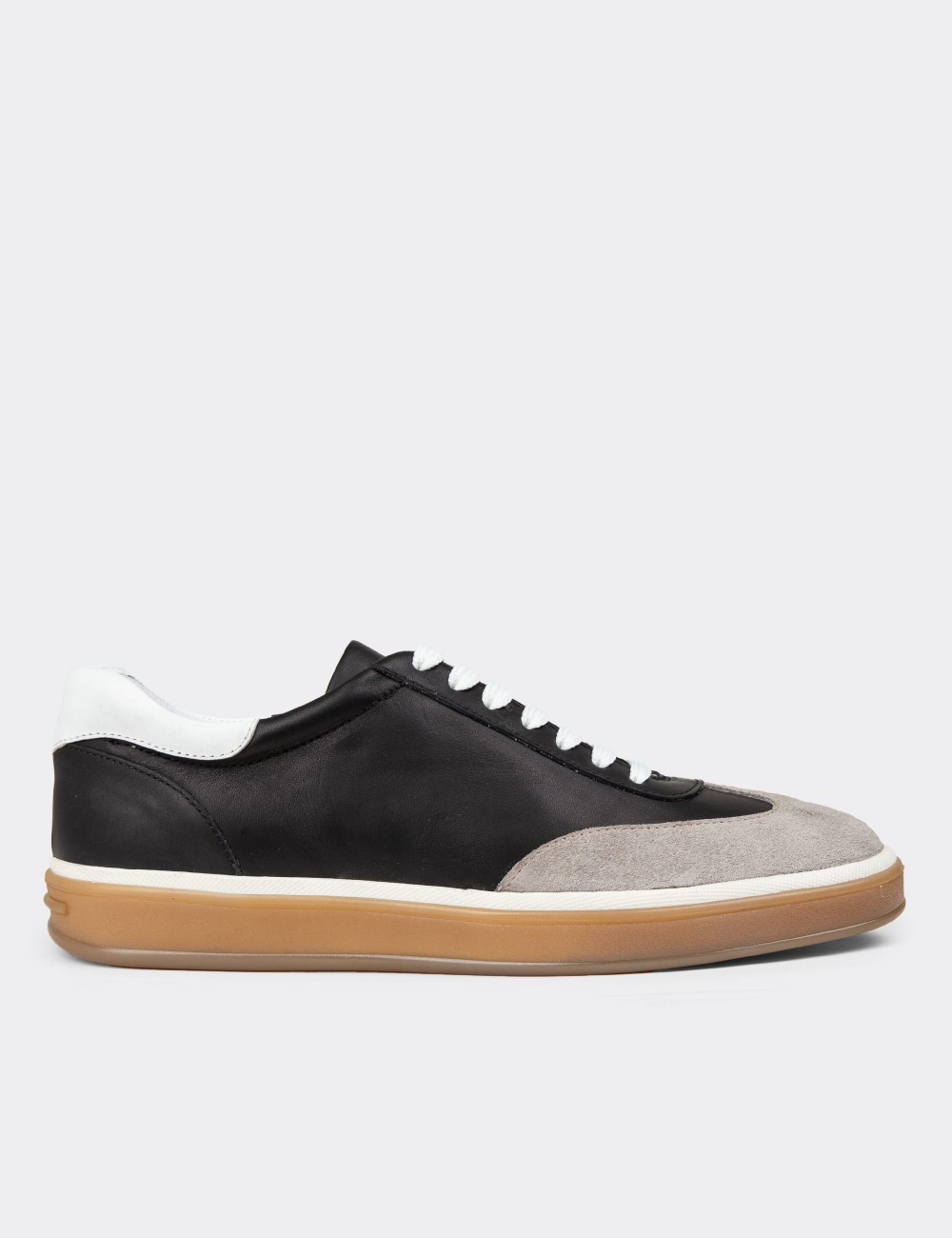 Men's Black Leather Sneakers - 01997MSYHC01