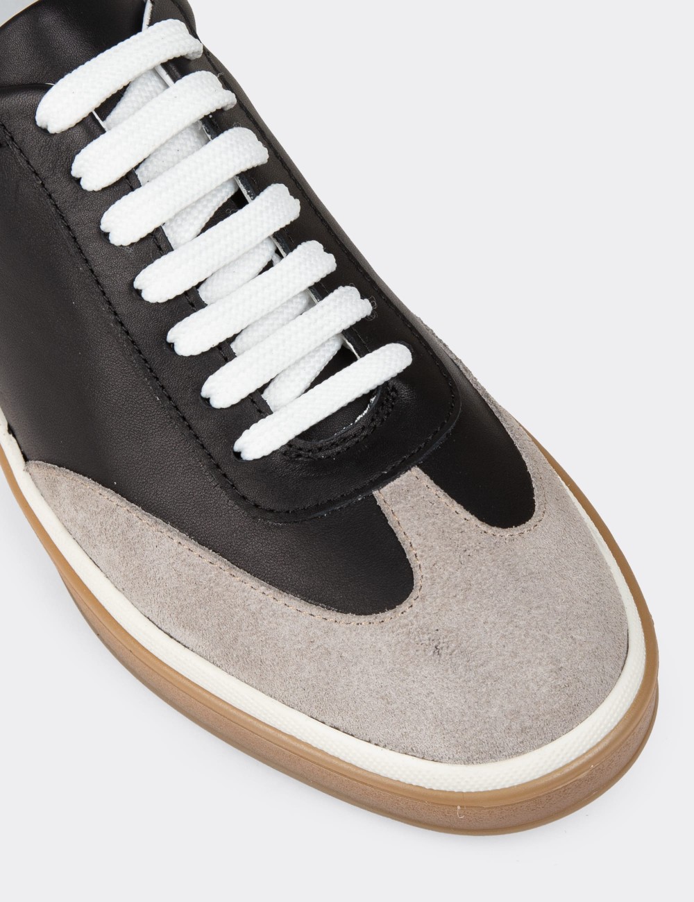 Men's Black Leather Sneakers - 01997MSYHC01