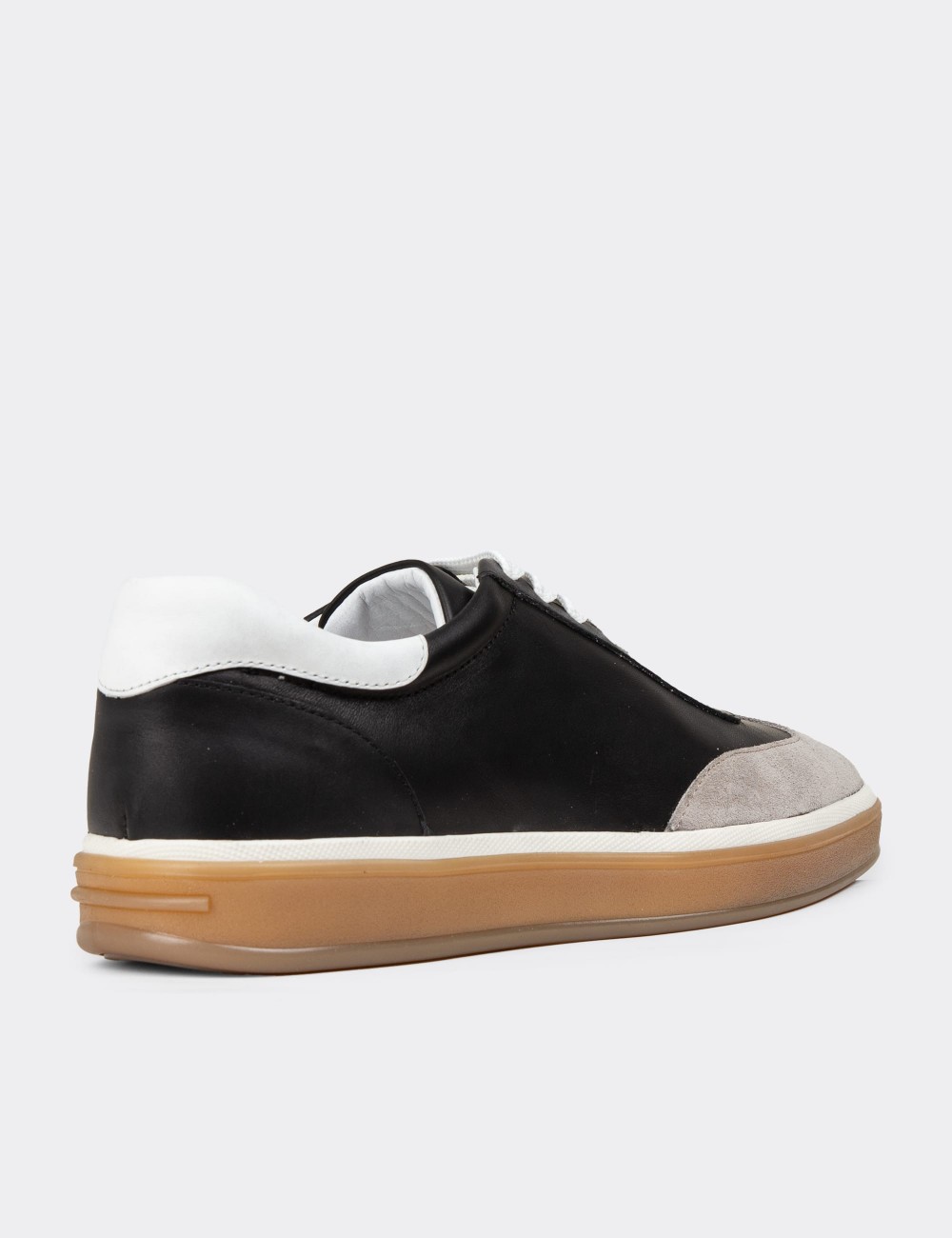 Men's Black Leather Sneakers - 01997MSYHC01