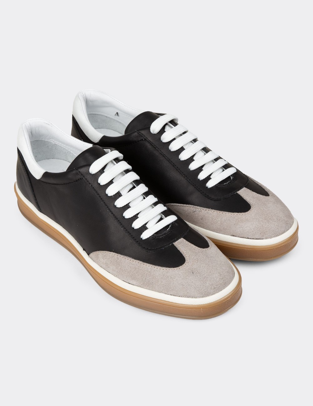 Men's Black Leather Sneakers - 01997MSYHC01