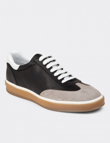 Men's Black Leather Sneakers
