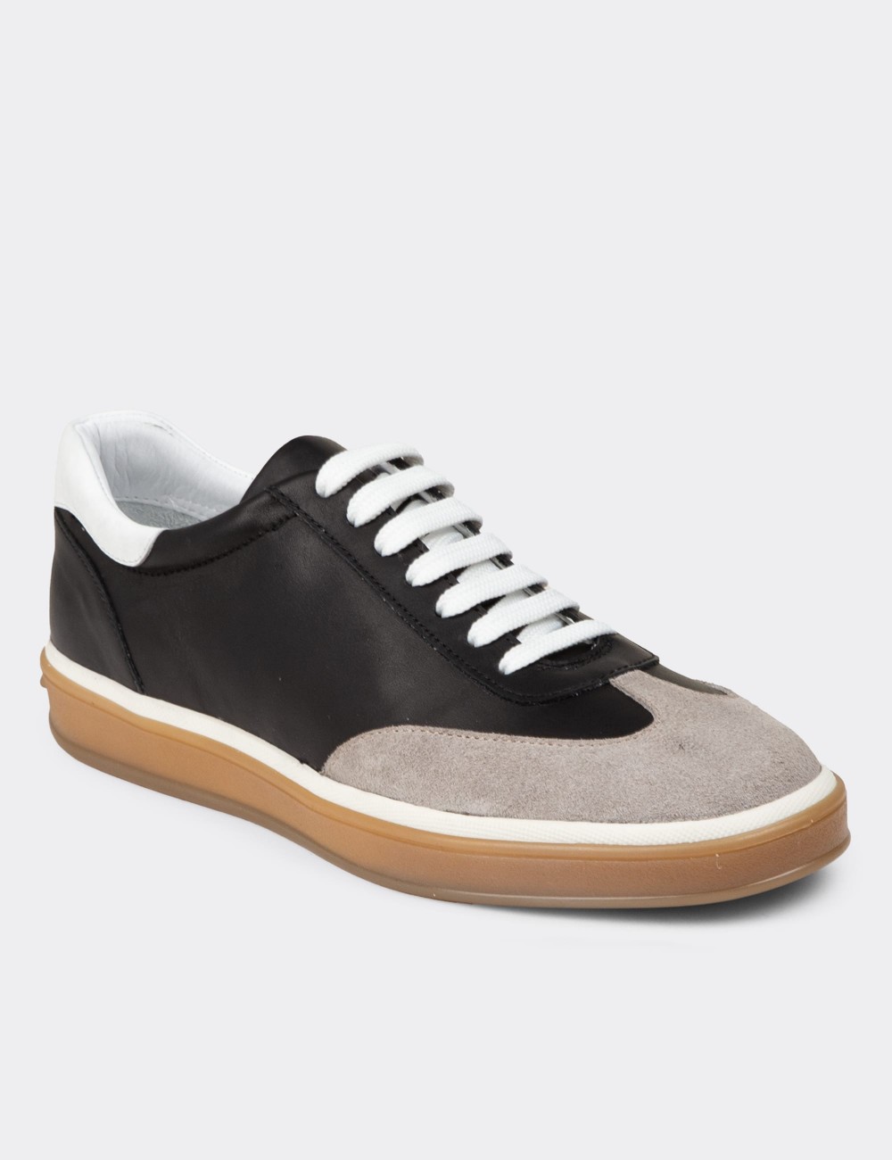 Men's Black Leather Sneakers - 01997MSYHC01