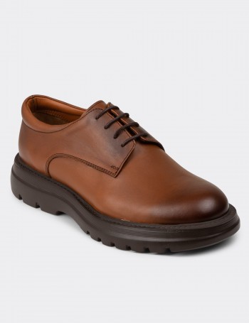 Men's Tan Leather Lace-up Shoes