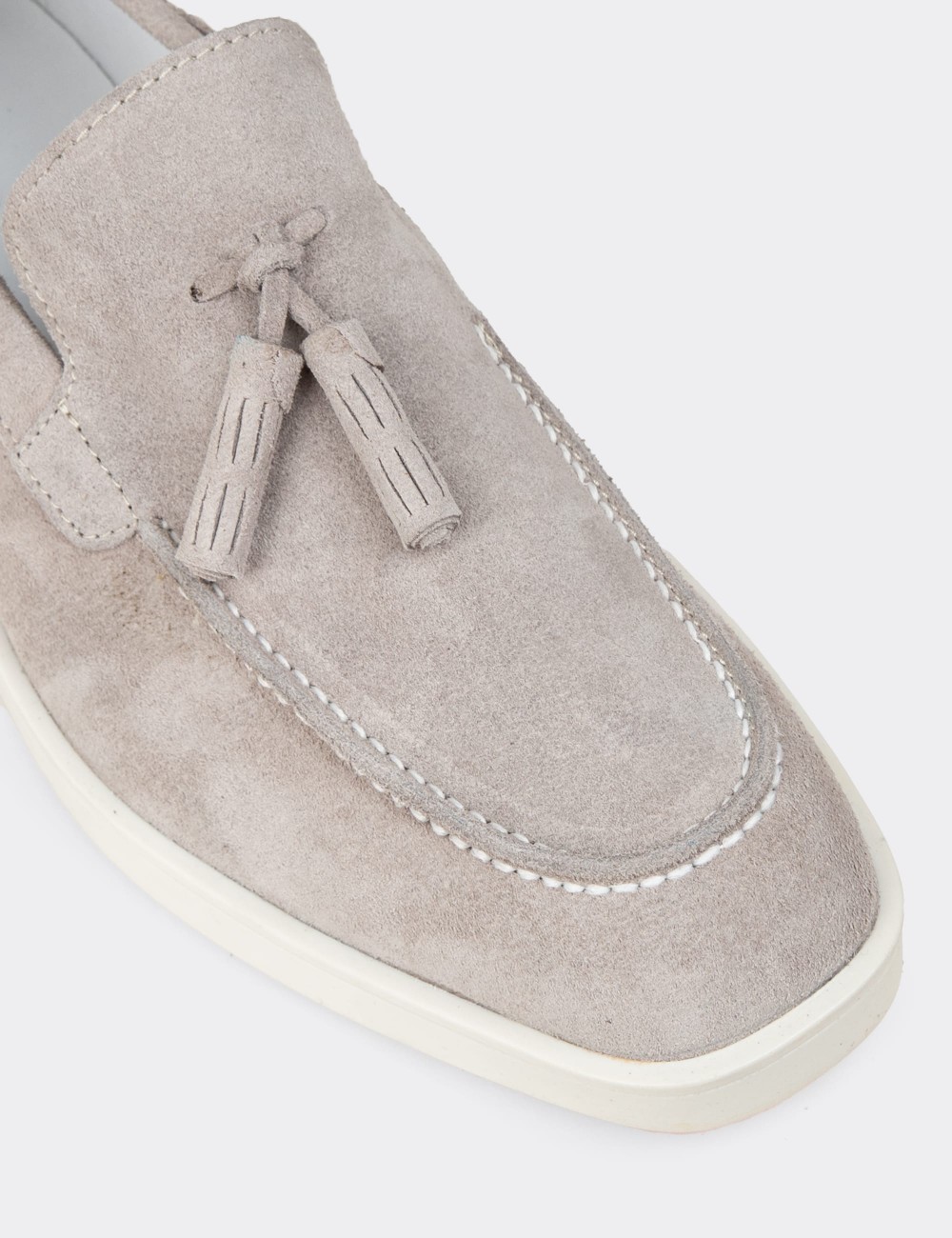 Men's Gray Suede Leather Loafers - 01994MGRIC02