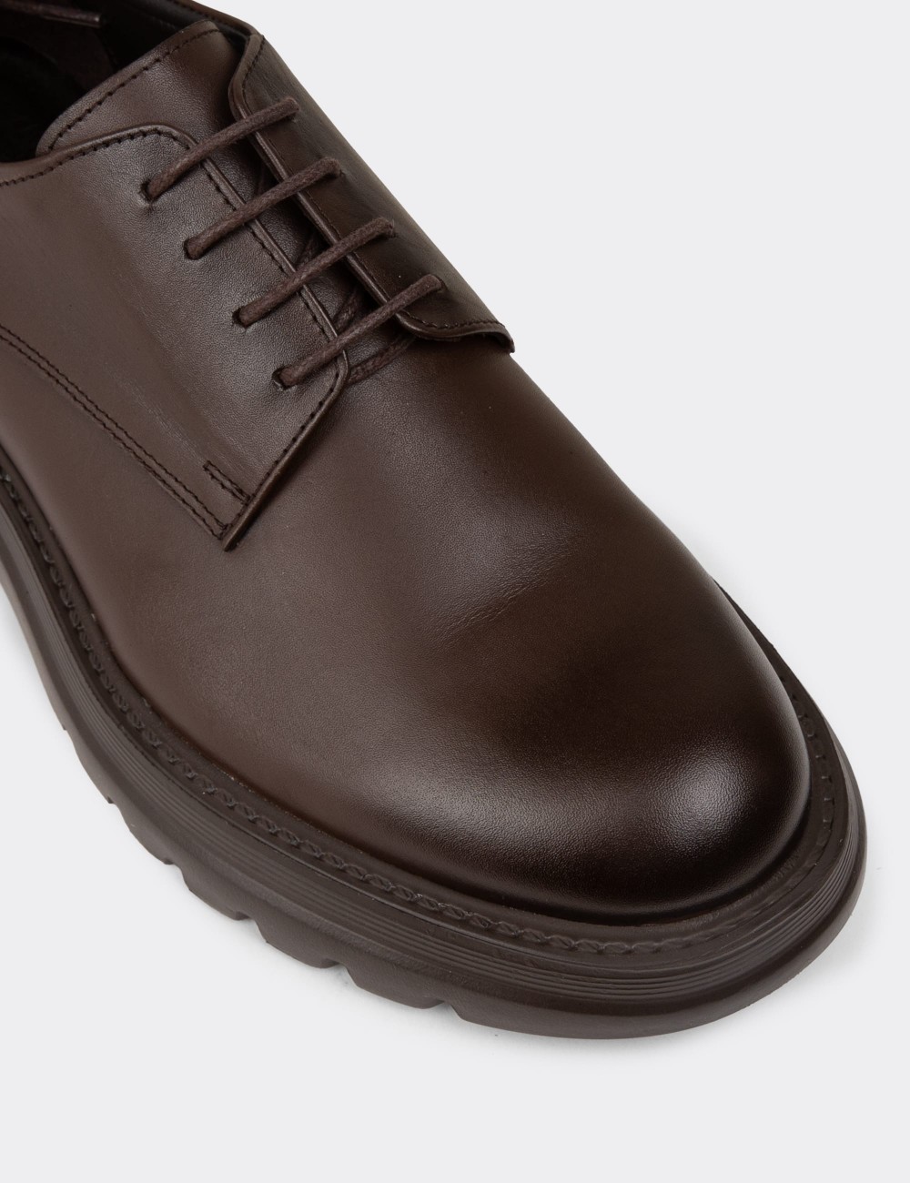 Men's Brown Leather Lace-up Shoes - 01934MKHVE05
