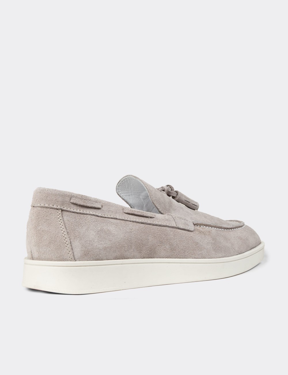 Men's Gray Suede Leather Loafers - 01994MGRIC02