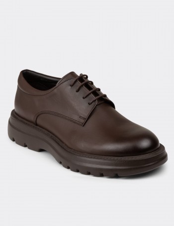 Men's Brown Leather Lace-up Shoes