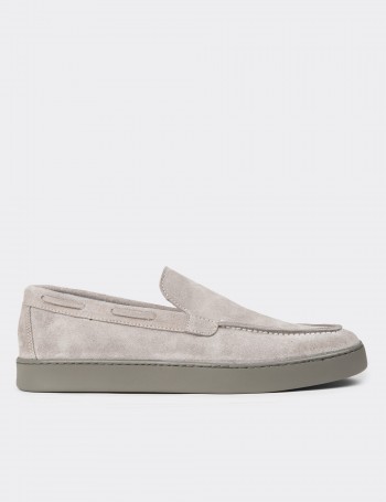 Men's Gray Suede Leather Slip-On Shoes