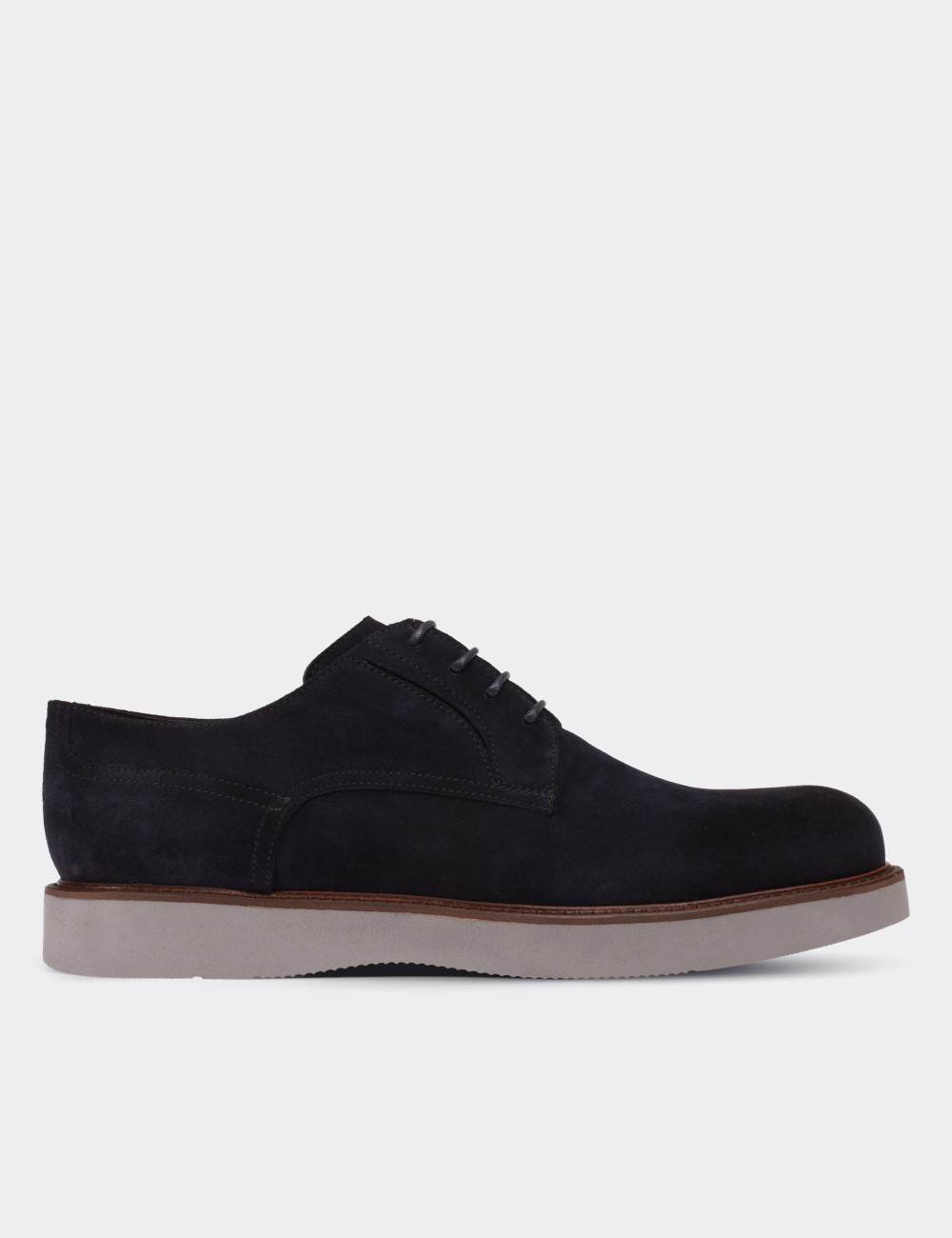 Navy Suede Leather Lace-up Shoes - 01294MLCVE09