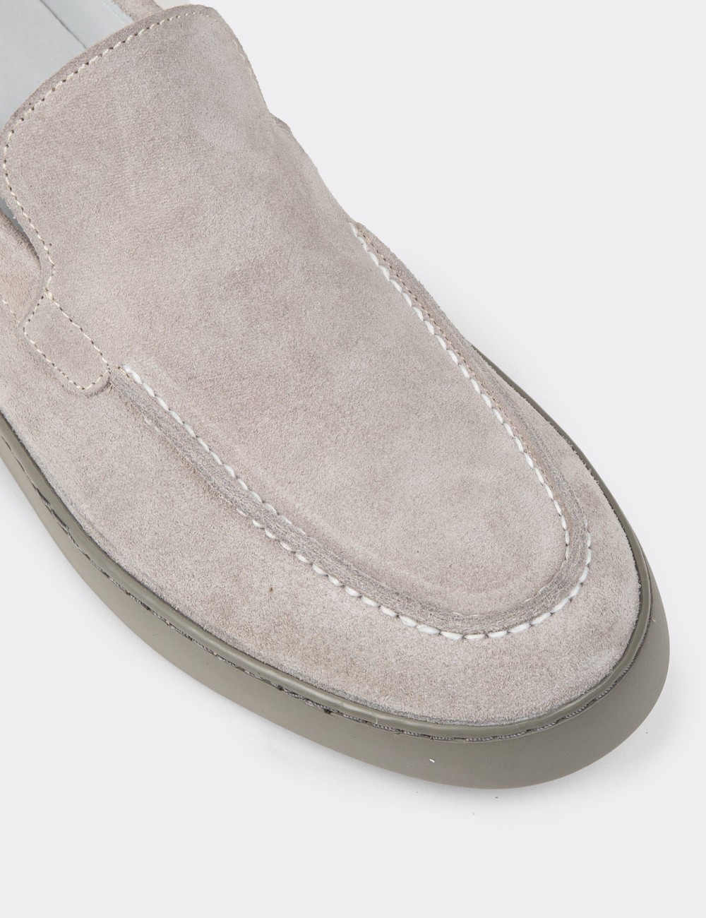 Men's Gray Suede Leather Slip-On Shoes - 01993MGRIC01