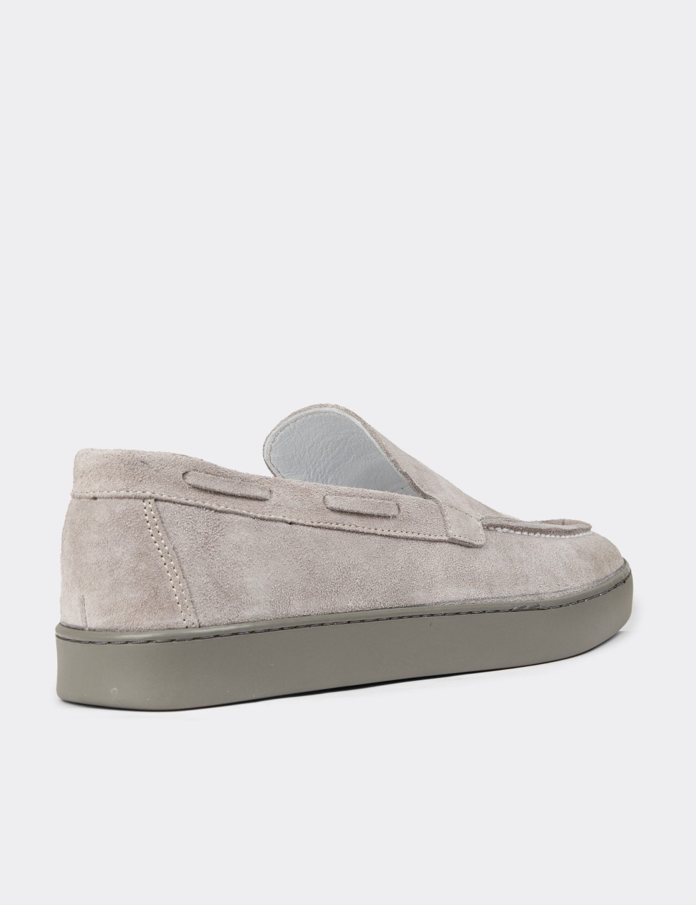 Men's Gray Suede Leather Slip-On Shoes - 01993MGRIC01