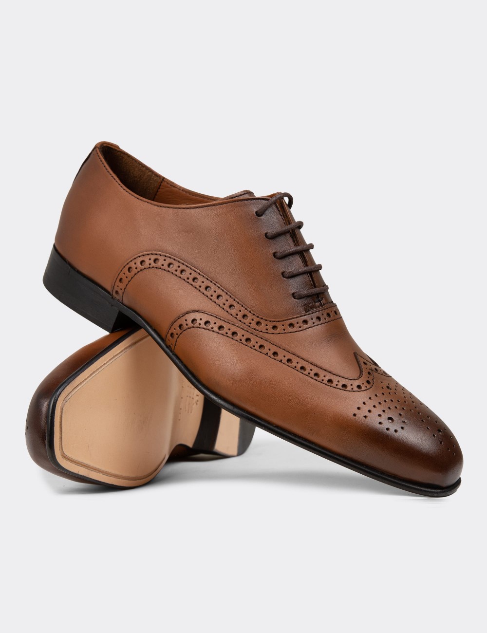 Men's Tan Leather Timeless Shoes - 01785MTBAK02