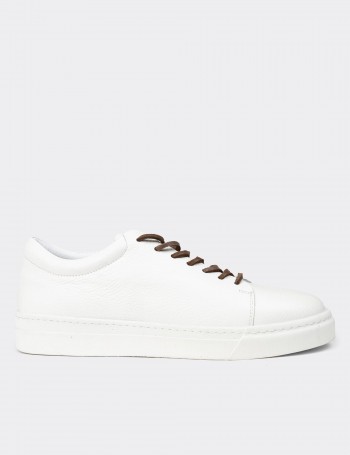 Men's White Leather Sneakers