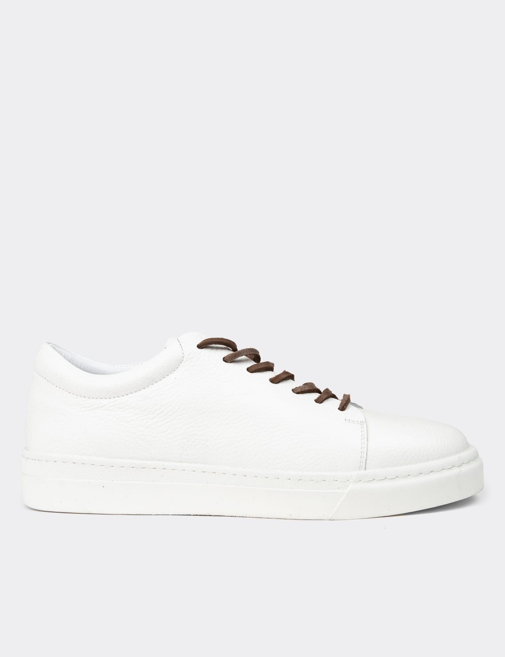 Men's White Leather Sneakers - 02004MBYZC01