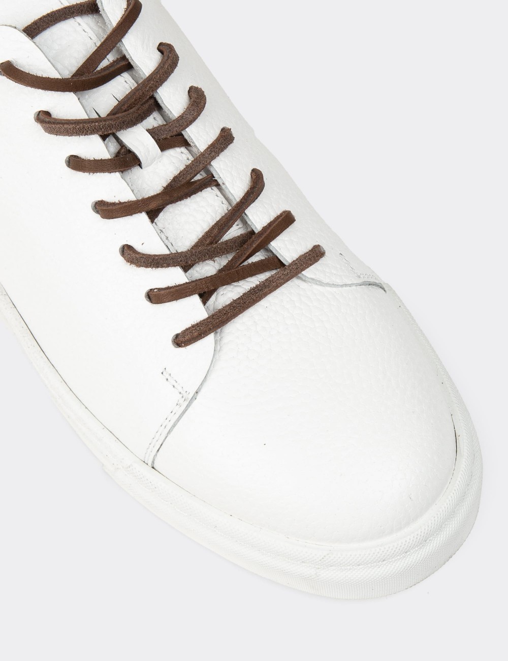 Men's White Leather Sneakers - 02004MBYZC01