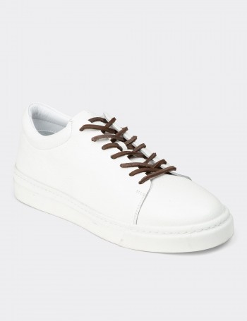 Men's White Leather Sneakers