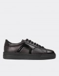 Men's Black Leather Sneakers