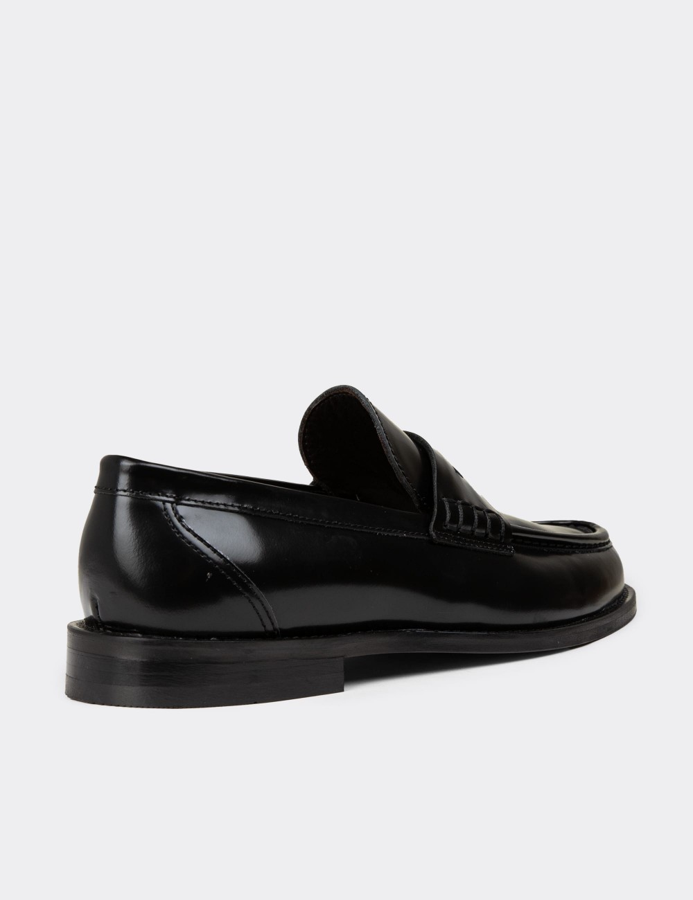 Men's Black Leather Moccasin - 02000MSYHM01