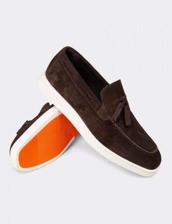 Men's Brown Suede Leather Loafers