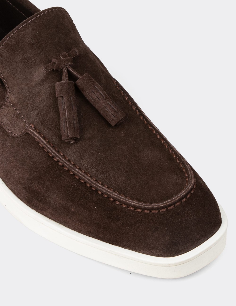 Men's Brown Suede Leather Loafers - 01994MKHVC02
