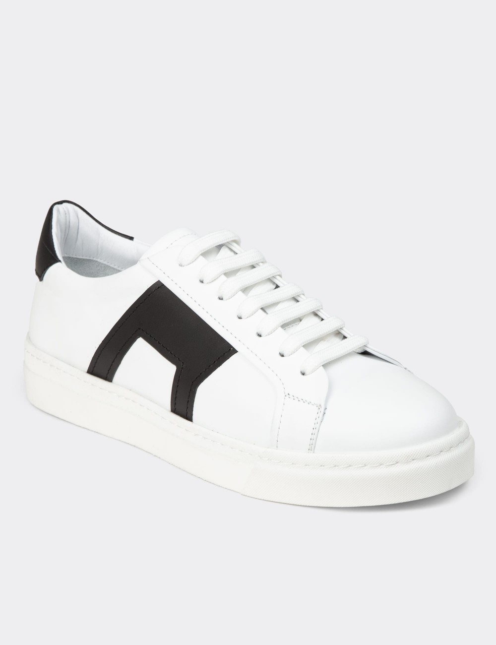 Men's White Leather Sneakers - 02002MSYHC01