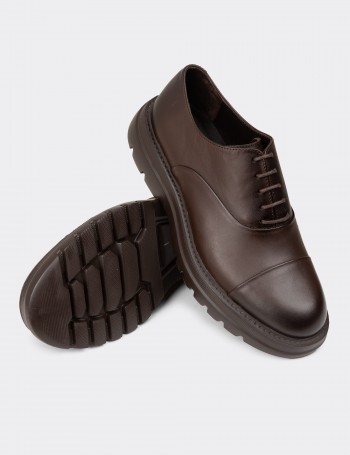 Men's Brown Leather Lace-up Shoes