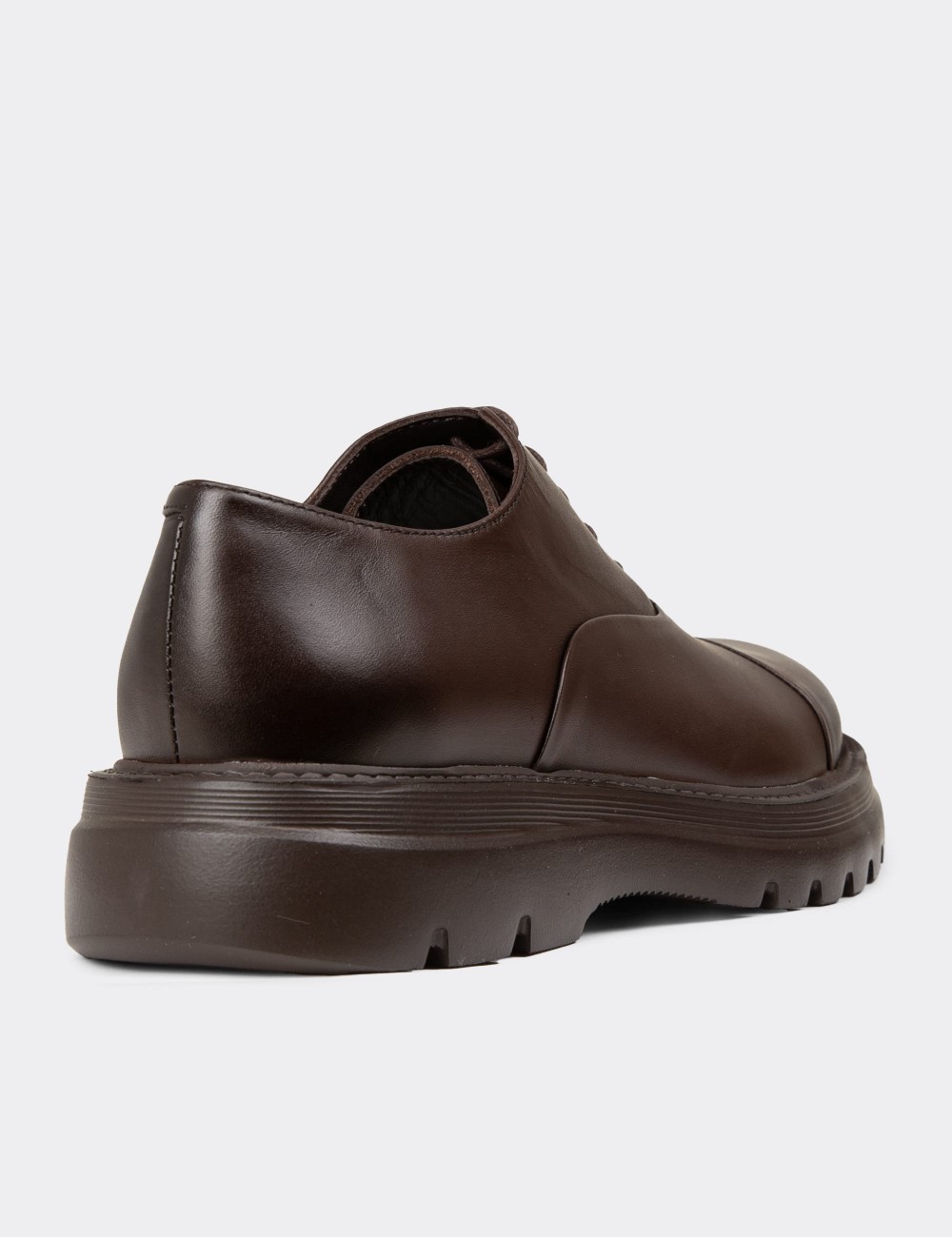 Men's Brown Leather Lace-up Shoes - 01026MKHVE05