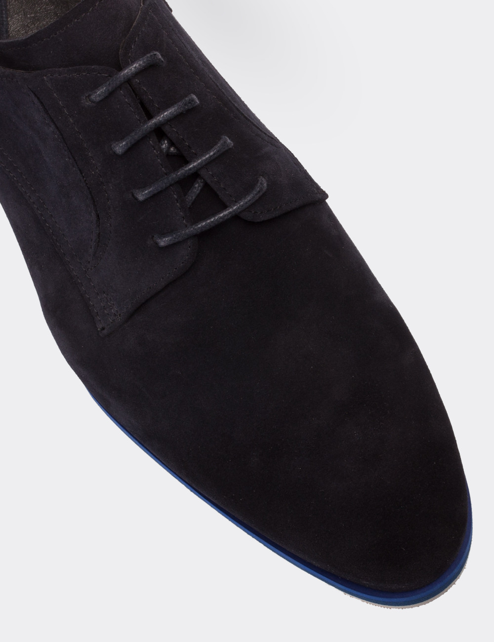 Navy Suede Leather Lace-up Shoes - 01294MLCVE10