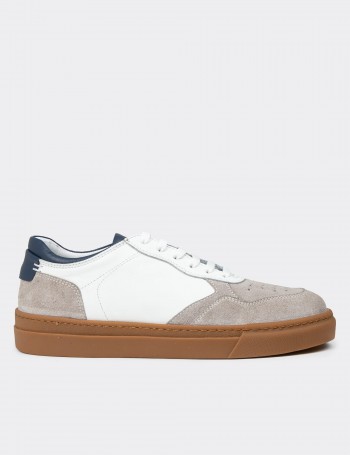 Men's White Leather Sneakers