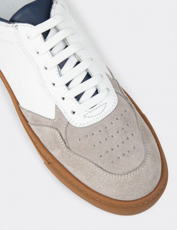 Men's White Leather Sneakers