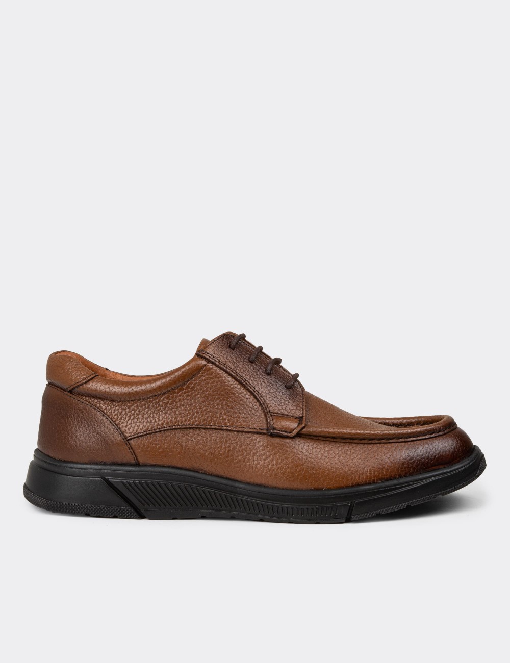 Men's Tan Leather Lace-up Shoes - 01998MTBAC01