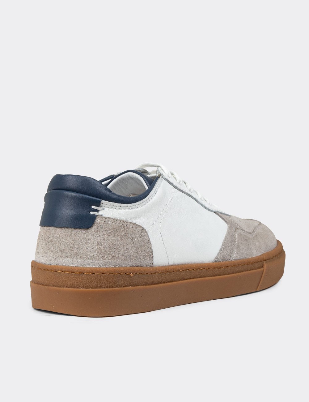 Men's White Leather Sneakers - 02005MBYZC01