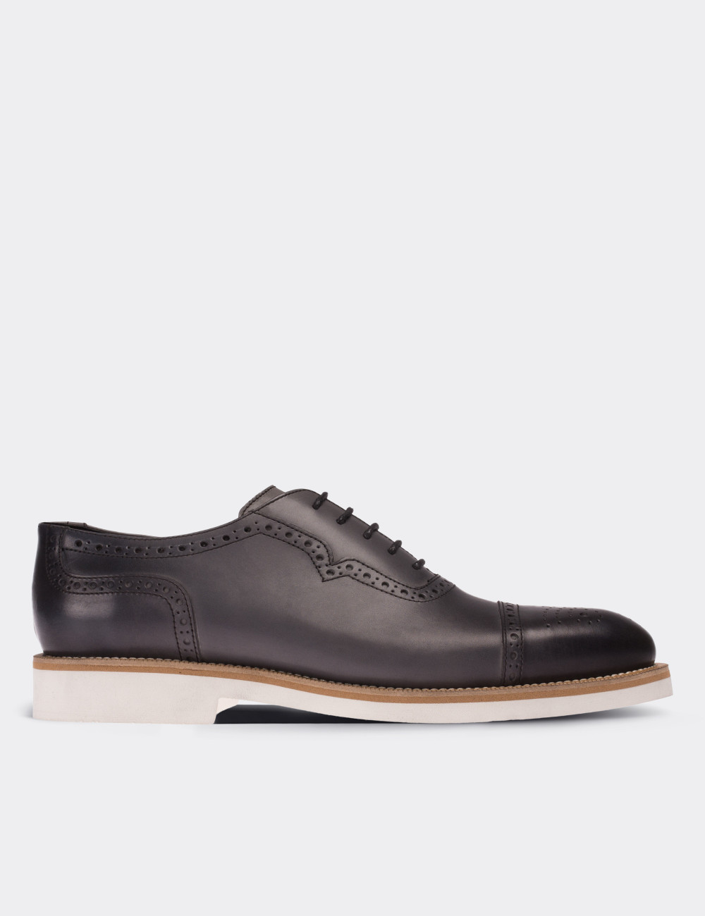 Gray  Leather Lace-up Shoes - 01677MGRIE01