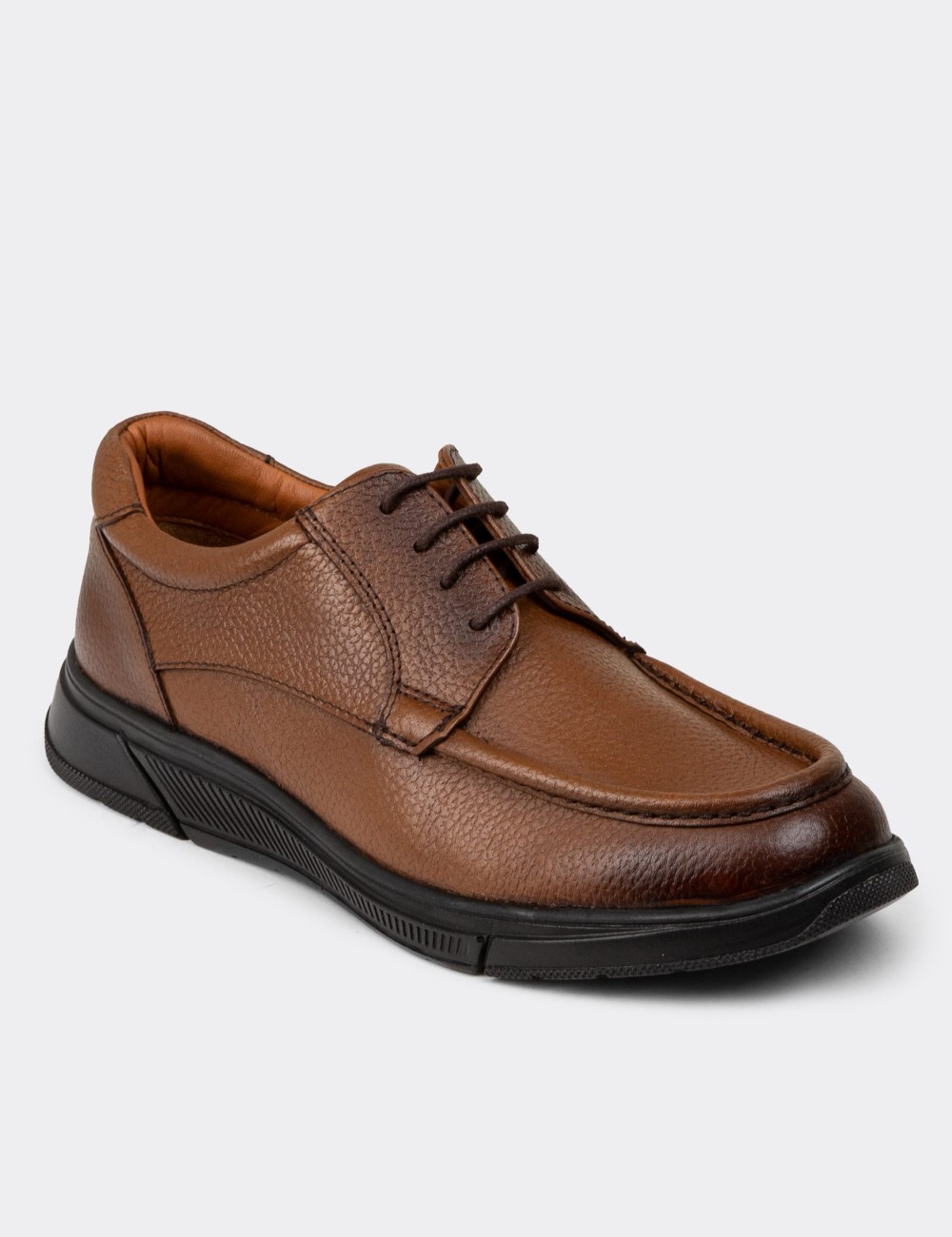 Men's Tan Leather Lace-up Shoes - 01998MTBAC01