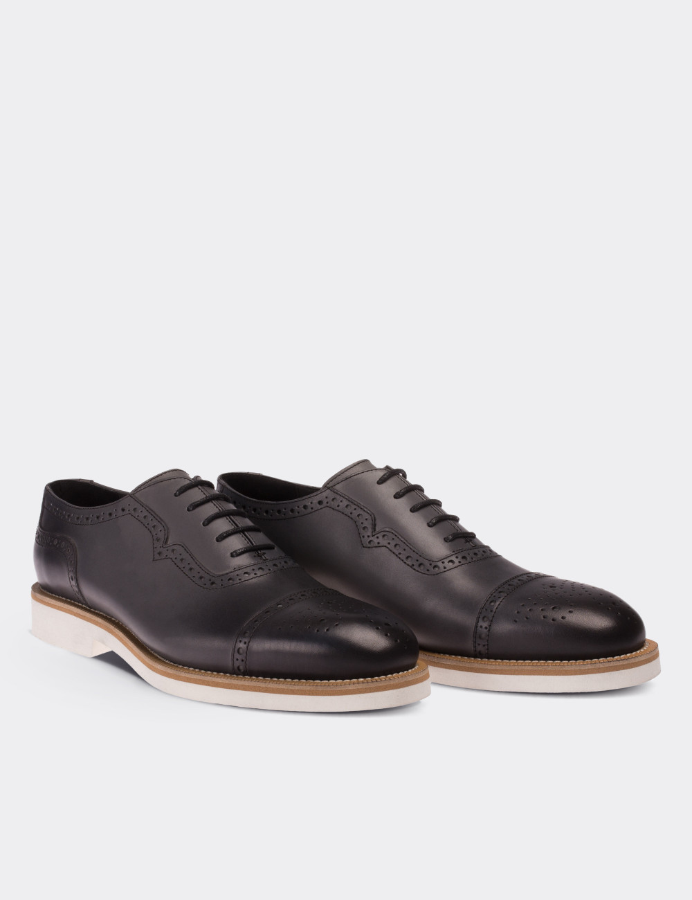 Gray  Leather Lace-up Shoes - 01677MGRIE01