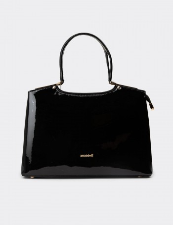 Black Patent Shoulder Bag - K7249ZSYHY03