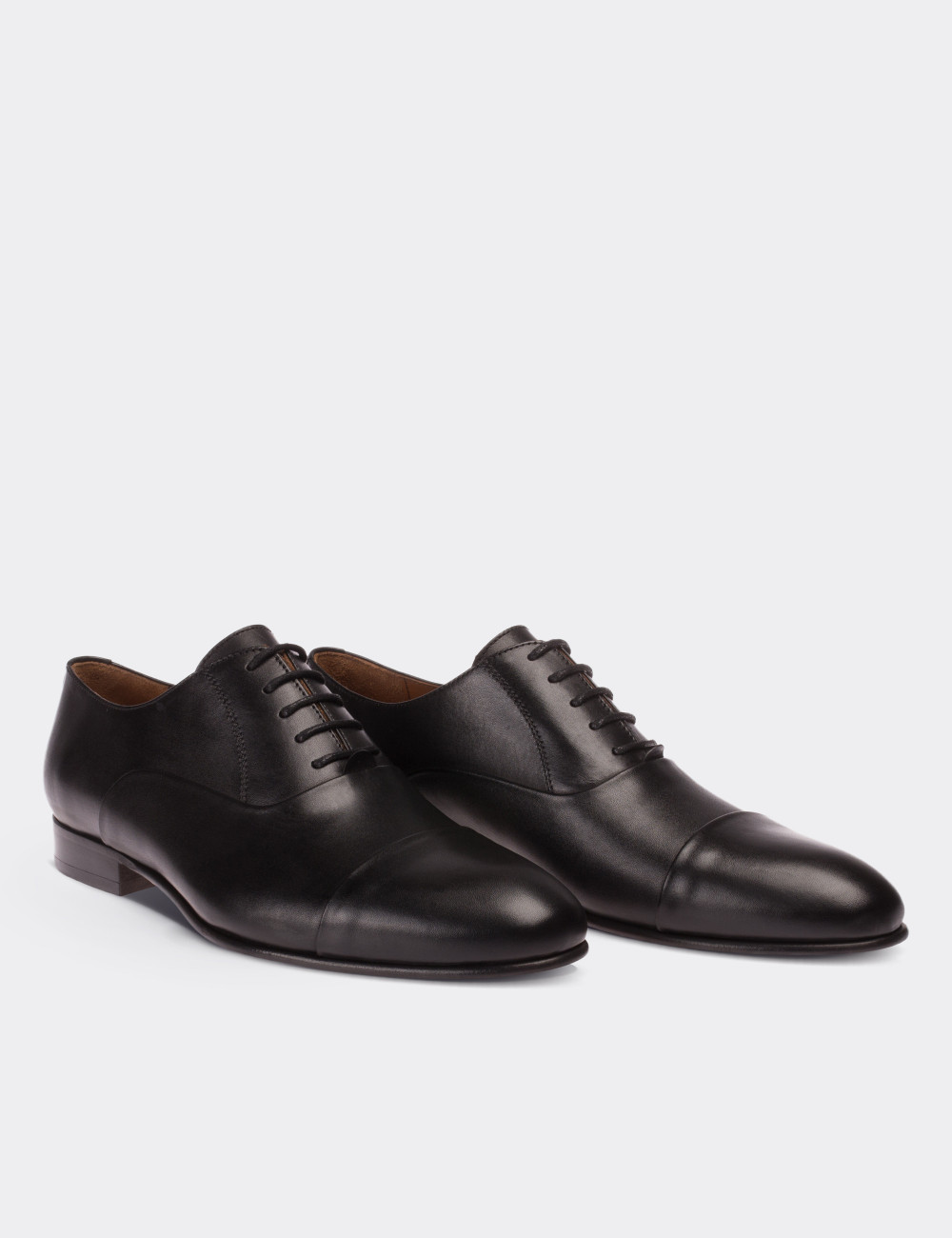 Black  Leather Classic Shoes - 01590MSYHK02