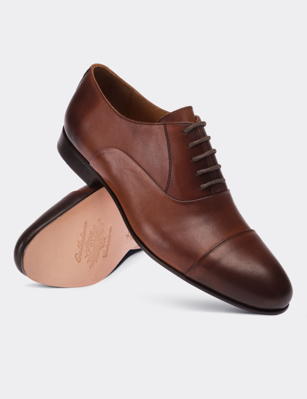 Tan  Leather Classic Shoes - 01590MTBAK01