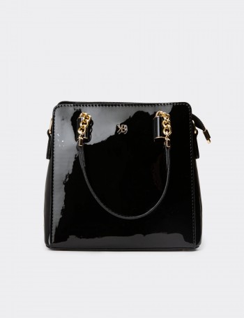 Black Patent Shoulder Bag - K7139ZSYHY03