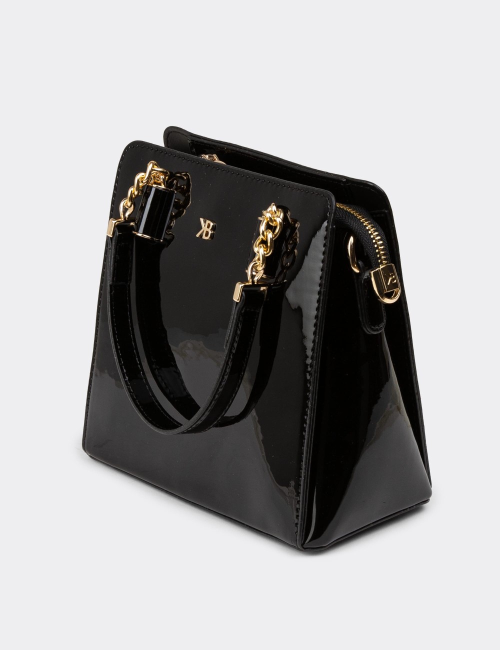 Black Patent Shoulder Bag - K7139ZSYHY03