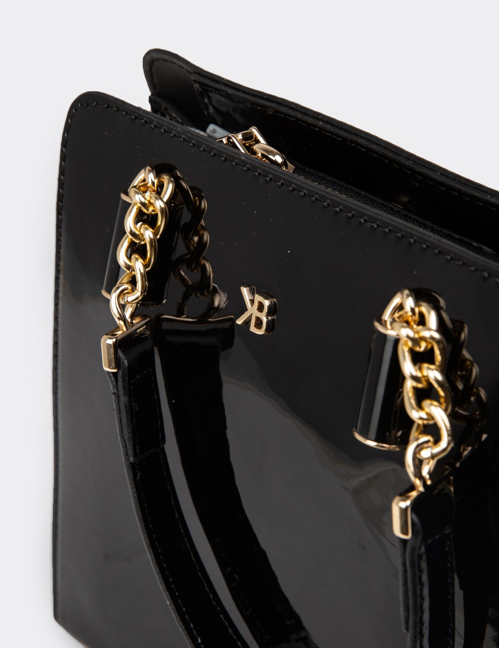 Black Patent Shoulder Bag - K7139ZSYHY03