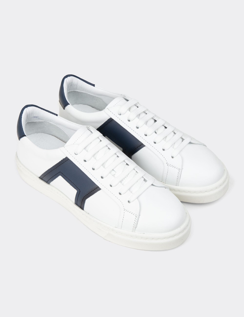 Men's White Leather Sneakers - 02002MLCVC01