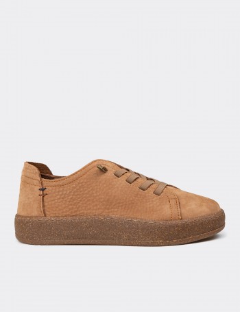 Women's Tan Suede Leather Sneakers