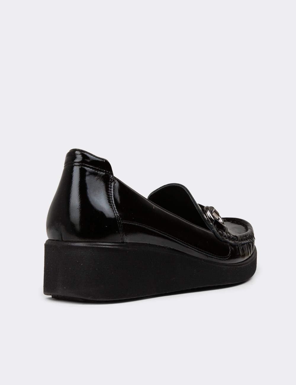 Women's Black Leather Slip-On Shoes - DL750ZSYHC01